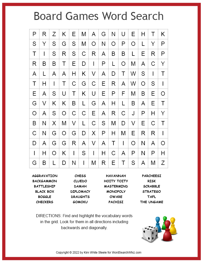 Board Games Word Search