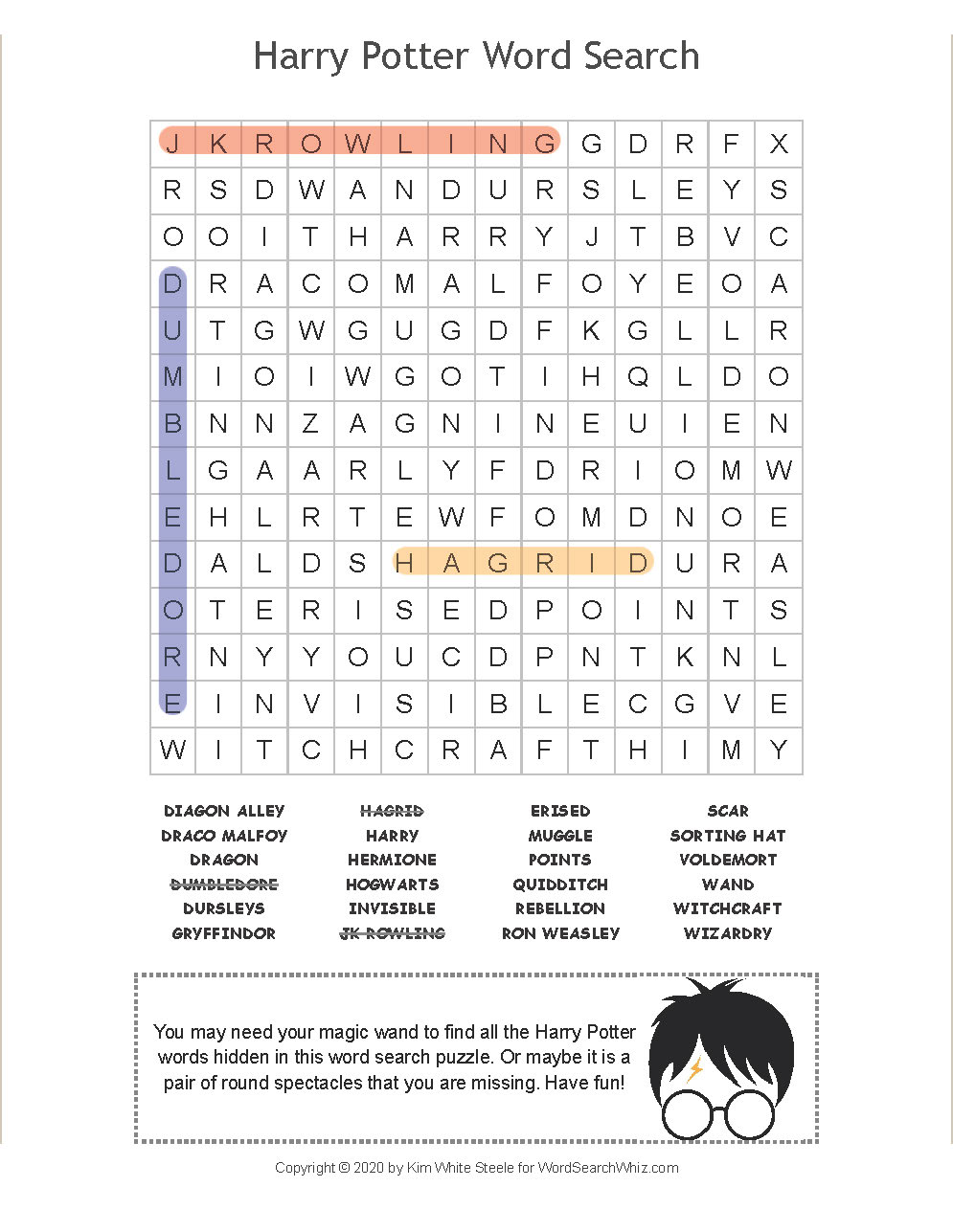 harry potter word search