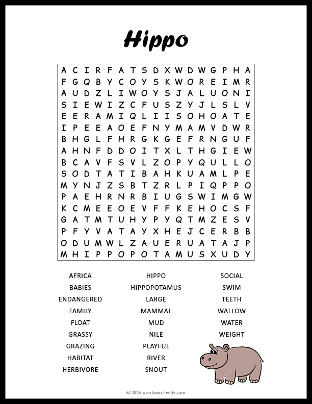 Hippo Word Search