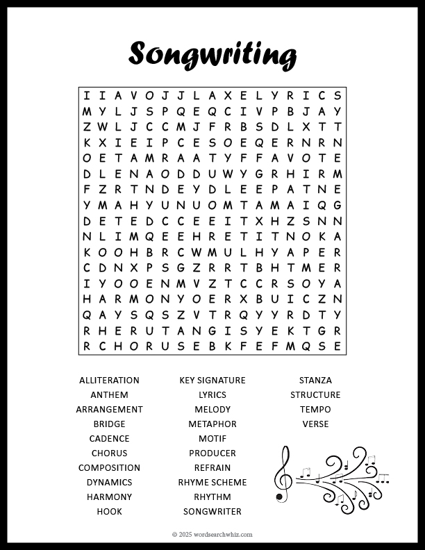 Songwriting Word Search
