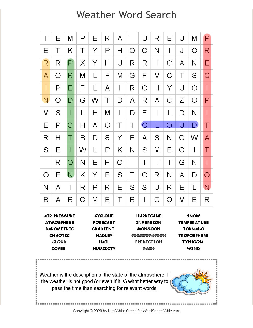 Weather Word Search Printable - Printable Word Searches